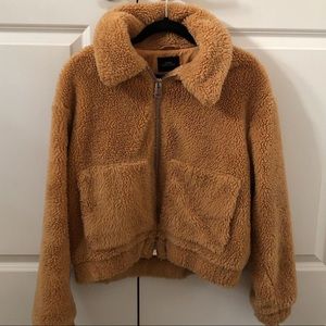 urban outfitters teddy jacket (cropped)